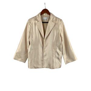 Susan Graver XS Womens Blazer Jacket Satin Look Polyester Beige